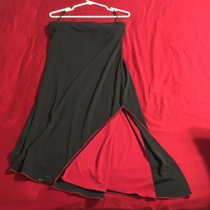 Strapless black and red cocktail dress